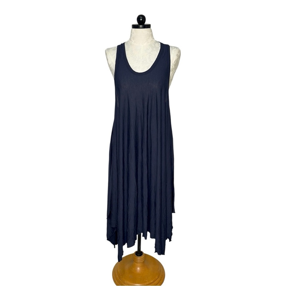 Navy Blue Empire Waist Tank sundress Dress With Embellished back Large